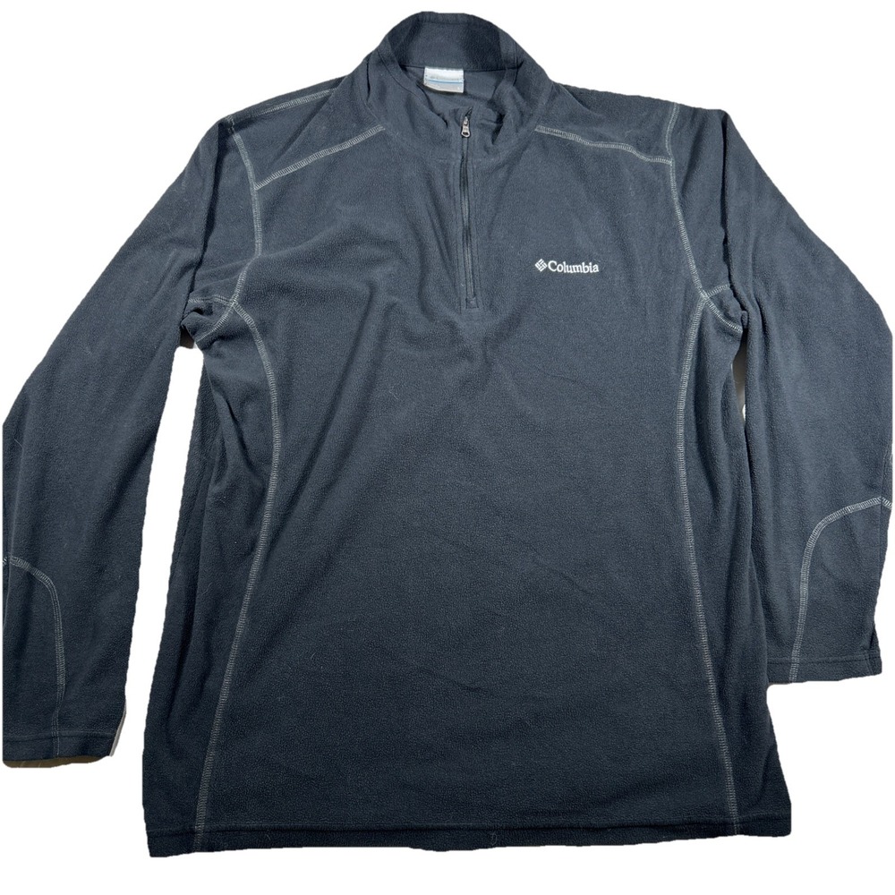 Columbia Men's L Fleece Pullover Half Zip Jacket Dark Grey Lightweight Outdoor